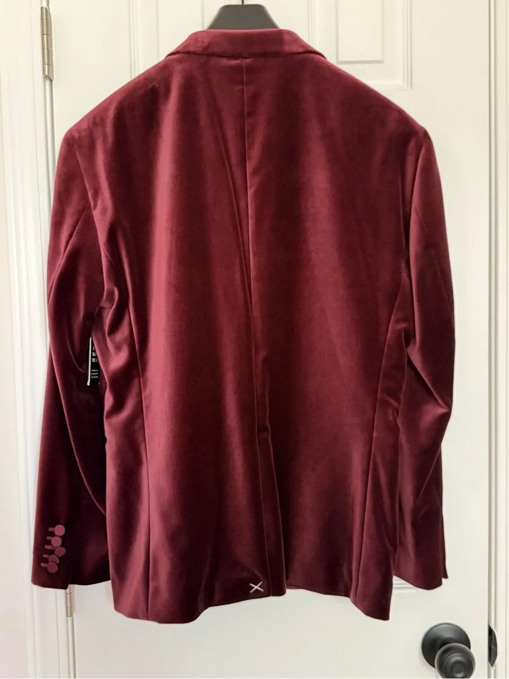 Express Men's Velvet Tuxedo Jacket in Deep Burgundy